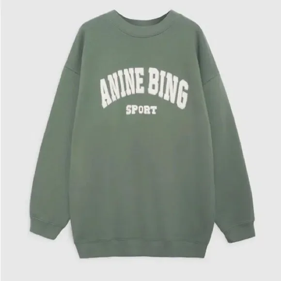 Anine Bing Sport Green Tyler Oversized Sweatshirt in Artichoke - Picture 3 of 7